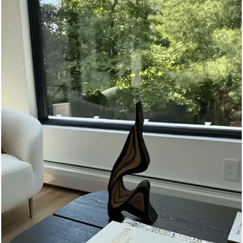 Modern Wooden Abstract Sculpture Curved Artistic Bookshelf Desk Decor 0