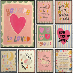 magical unicorn nursery wall art – inspirational quote canvas prints for kids room