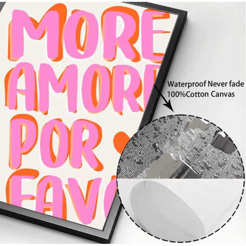 Nordic Pink Quote Wall Art More Amor Por Favor Eclectic Love Canvas Print 11