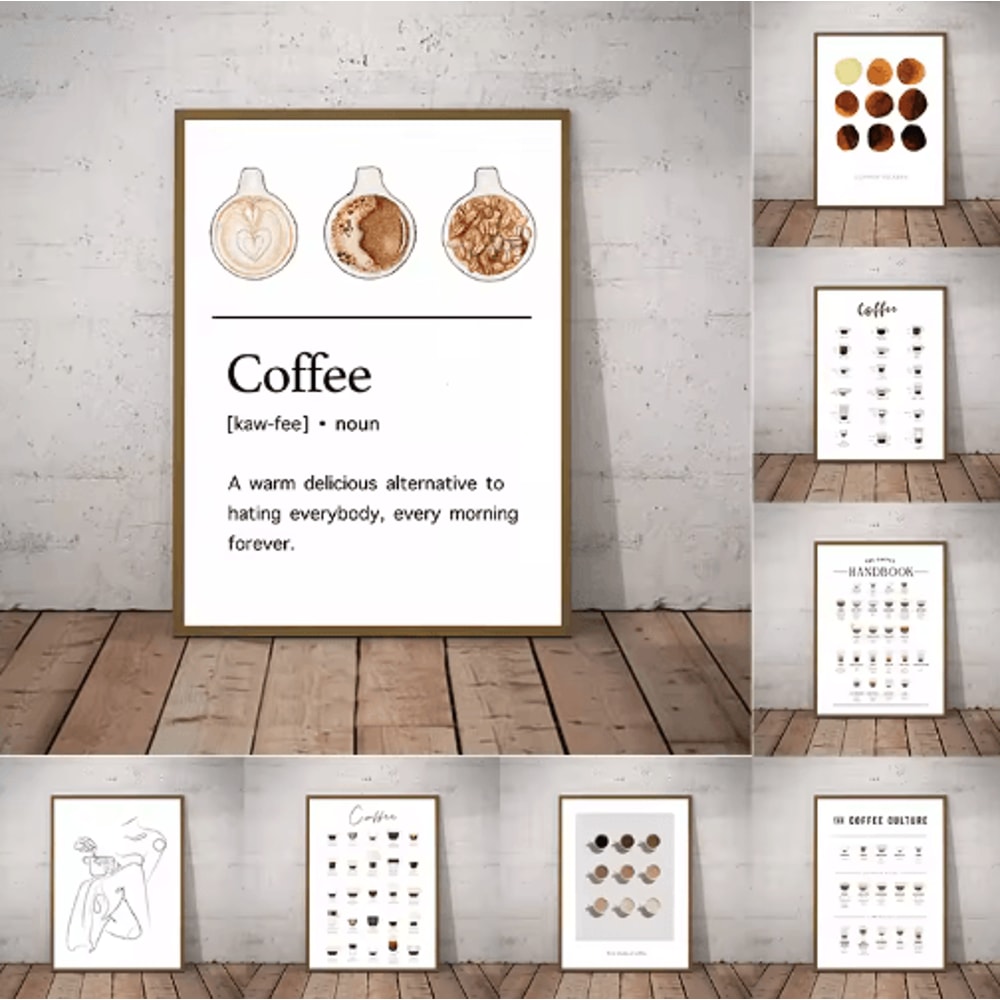Modern Coffee Guide Poster Coffee Menu Canvas Wall Art For Kitchen Cafe Decor 18