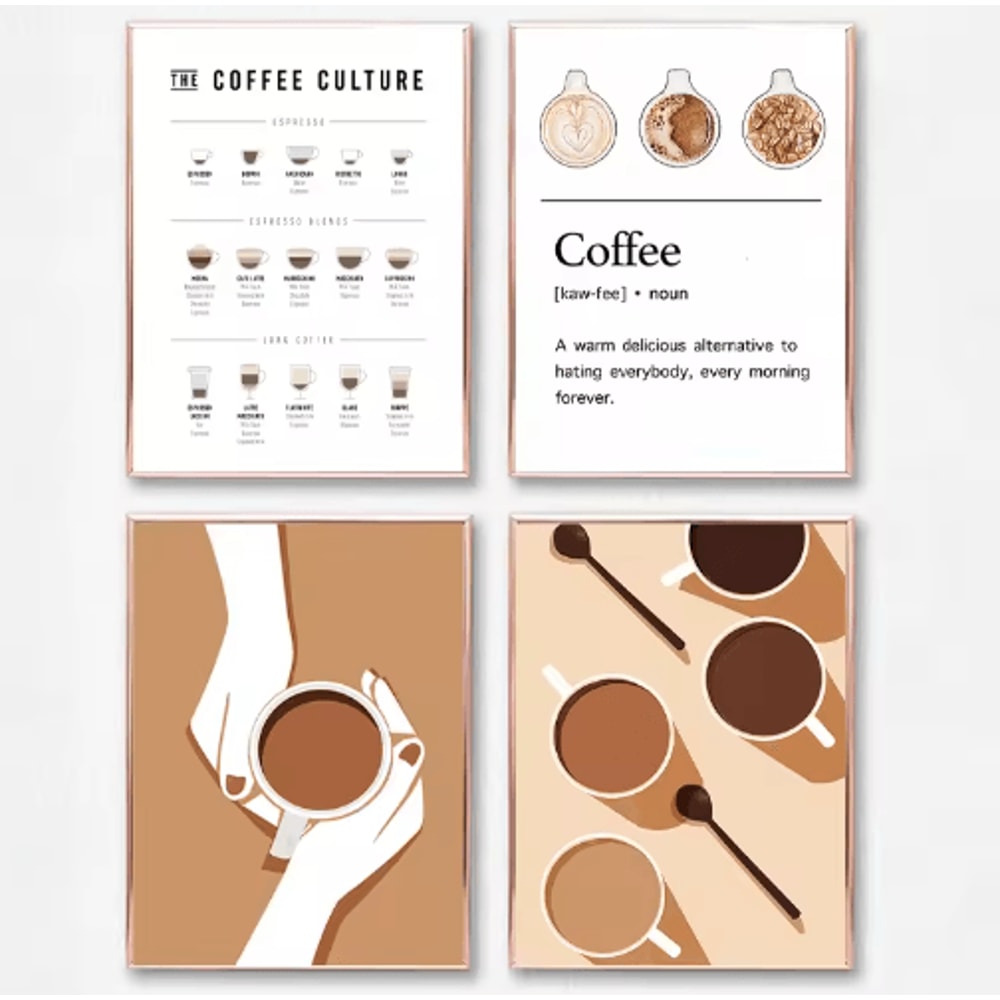 Modern Coffee Guide Poster Coffee Menu Canvas Wall Art For Kitchen Cafe Decor 0