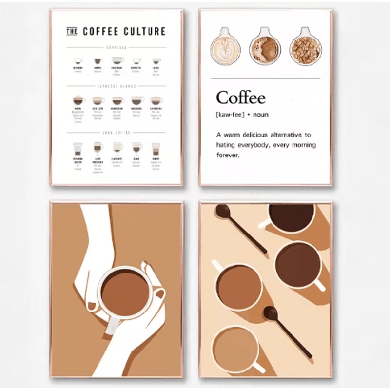 Modern Coffee Guide Poster Coffee Menu Canvas Wall Art For Kitchen Cafe Decor 0