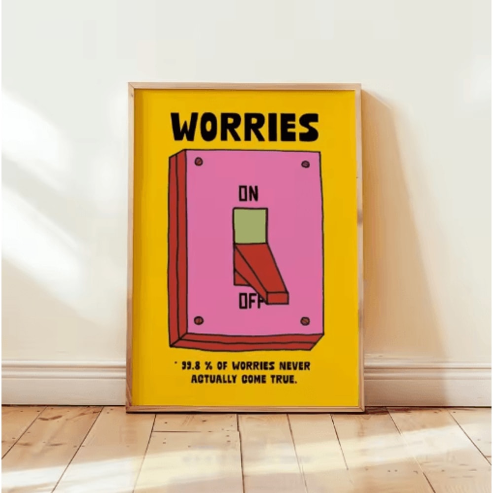 Colorful Mental Health Wall Art Retro Inspirational Quote Poster Frameless 6