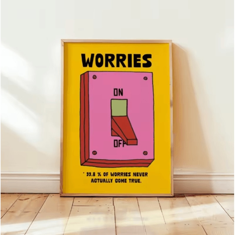 Colorful Mental Health Wall Art Retro Inspirational Quote Poster Frameless 6