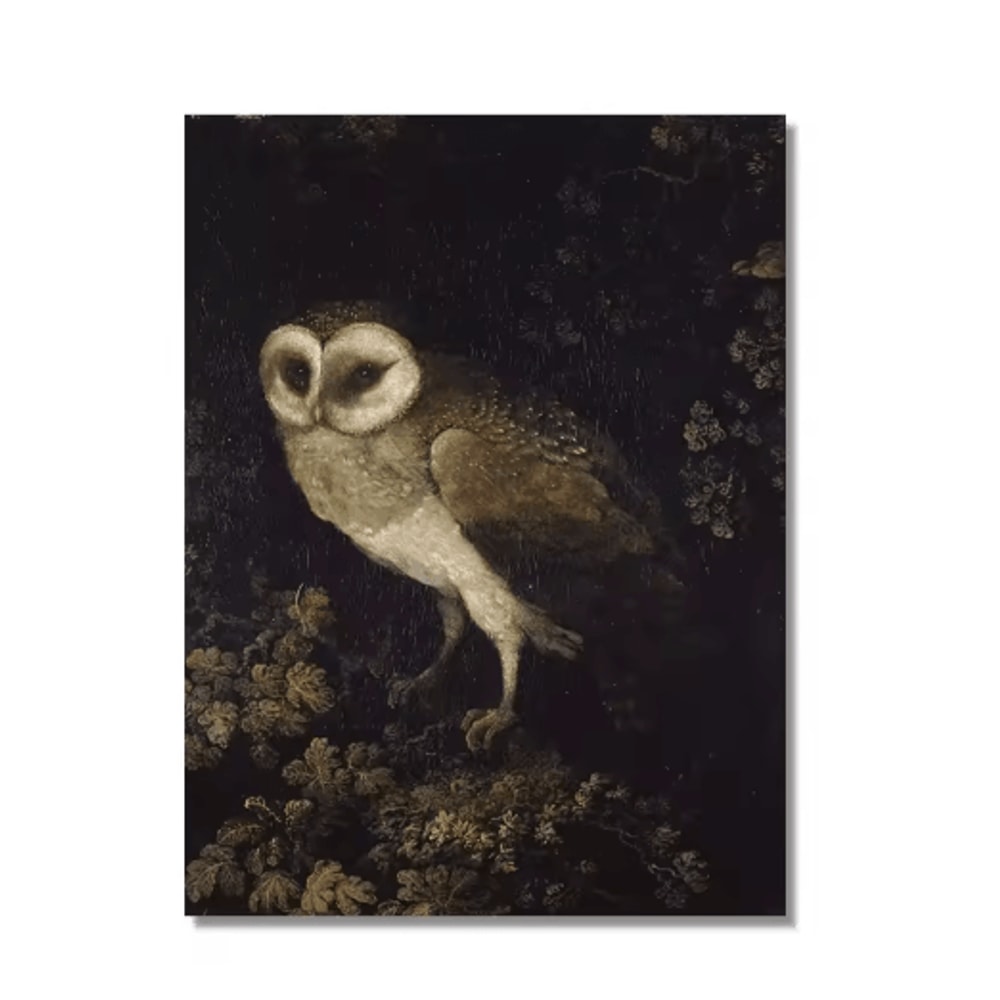 Vintage Owl Wall Art Moody Cottagecore Dark Academia Nature Canvas Print 18