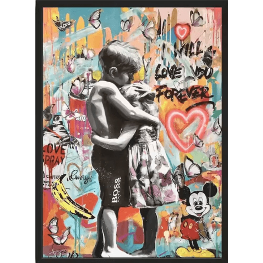 Banksy Style Graffiti Canvas Print Modern Urban Street Art Wall Poster Frameless 3