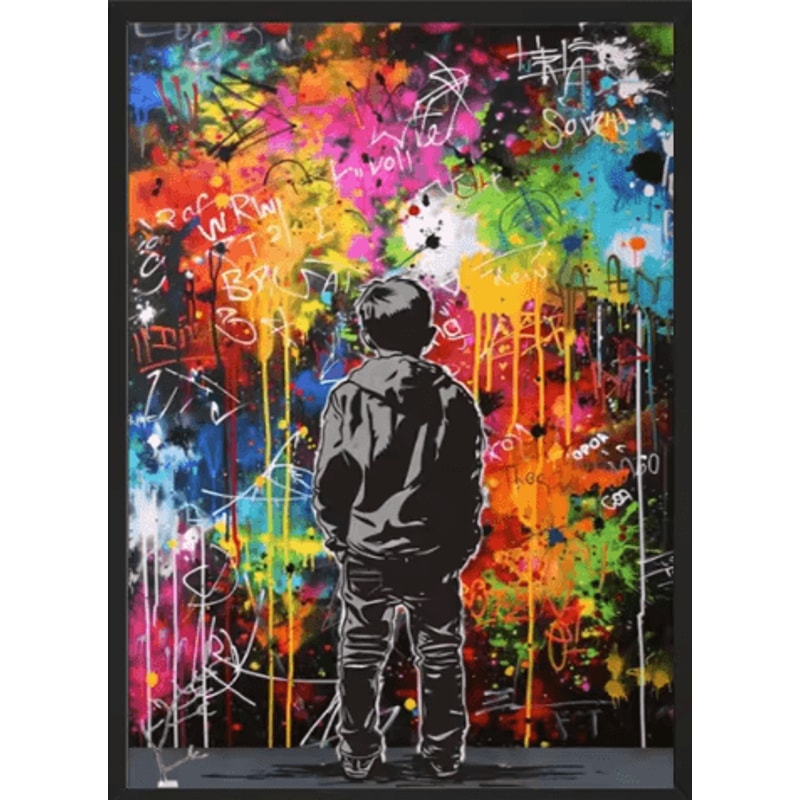 Banksy Style Graffiti Canvas Print Modern Urban Street Art Wall Poster Frameless 4