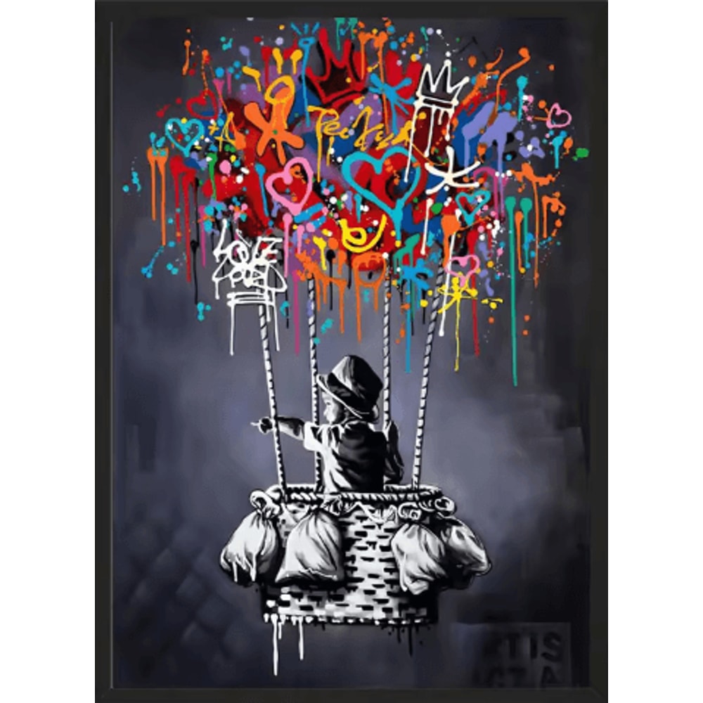 Banksy Style Graffiti Canvas Print Modern Urban Street Art Wall Poster Frameless 6