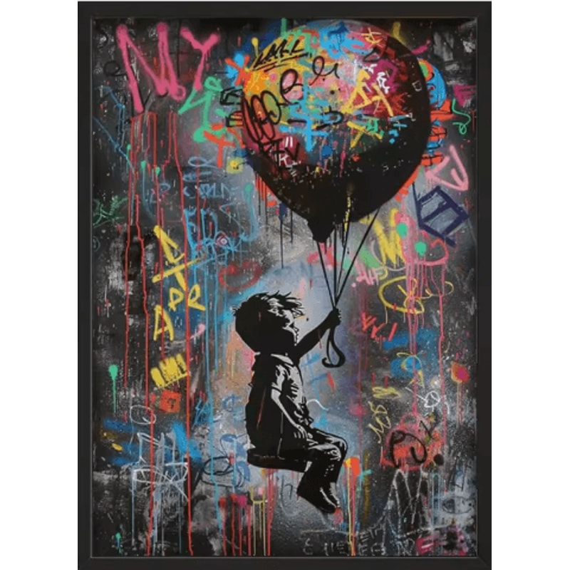 Banksy Style Graffiti Canvas Print Modern Urban Street Art Wall Poster Frameless 12