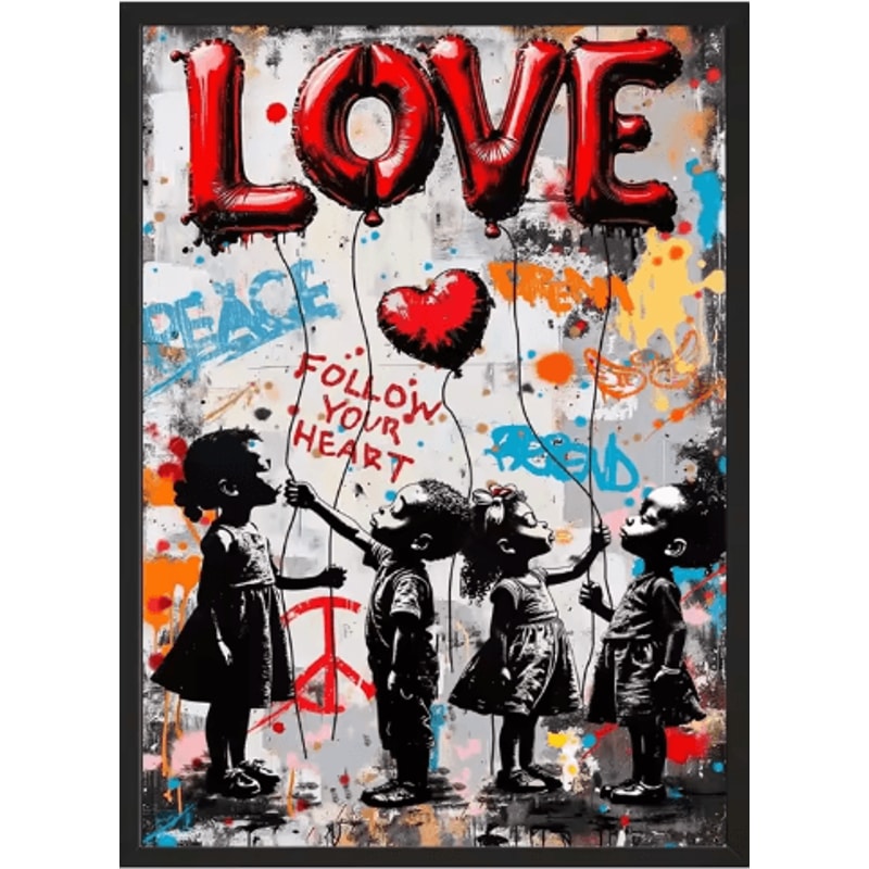 Banksy Style Graffiti Canvas Print Modern Urban Street Art Wall Poster Frameless 17