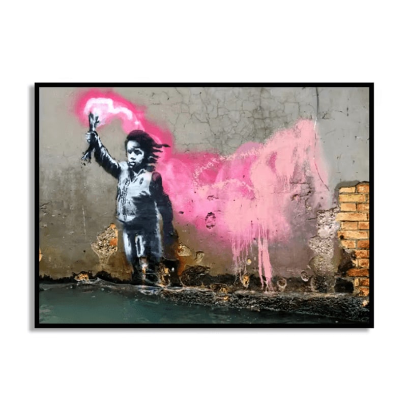 Banksy Style Graffiti Canvas Print Modern Urban Street Art Wall Poster Frameless 20