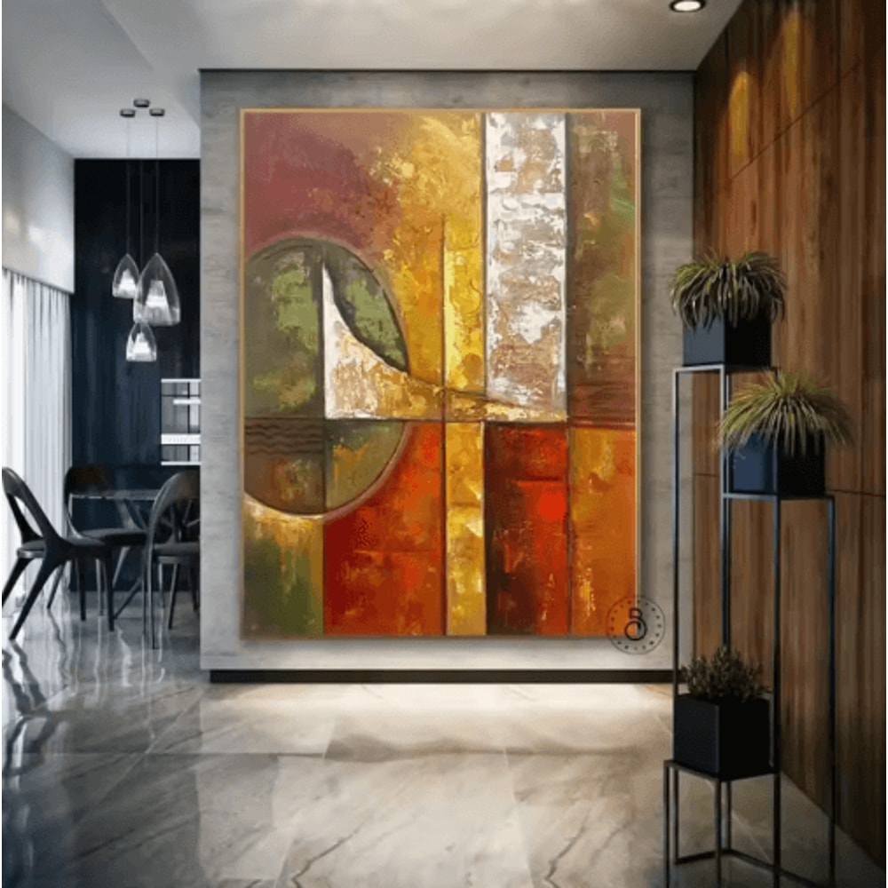 Large Abstract Texture Wall Art Handmade Gold Minimalist Canvas Painting 5