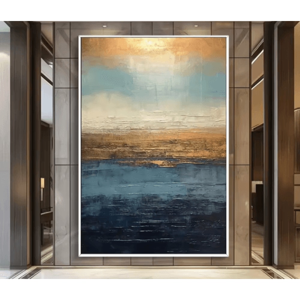 Large Abstract Texture Wall Art Handmade Gold Minimalist Canvas Painting 8