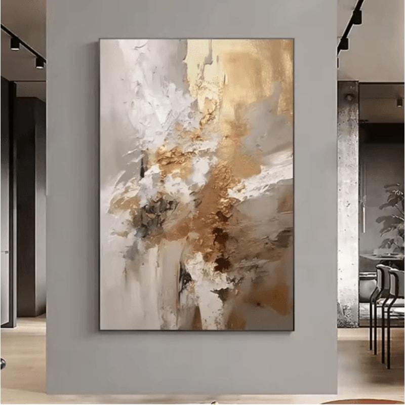 Large Abstract Texture Wall Art Handmade Gold Minimalist Canvas Painting 9