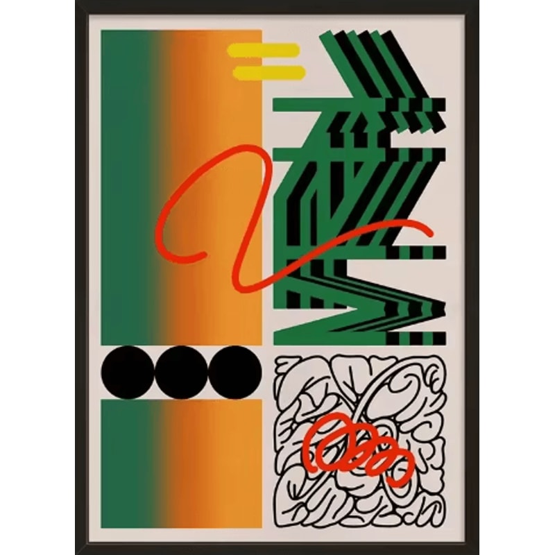 MidCentury Geometric Snake Wall Art Japanese Bauhaus Canvas Poster Print 12