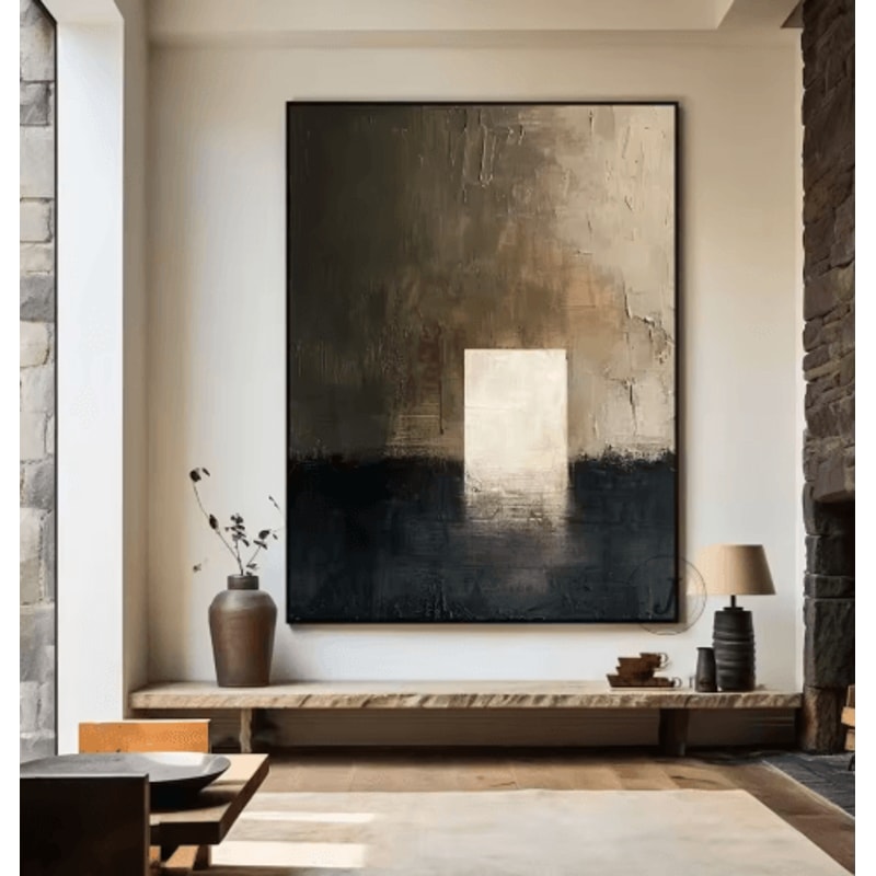 Large Beige Abstract Wall Art Handmade Minimalist Neutral Canvas Painting 4