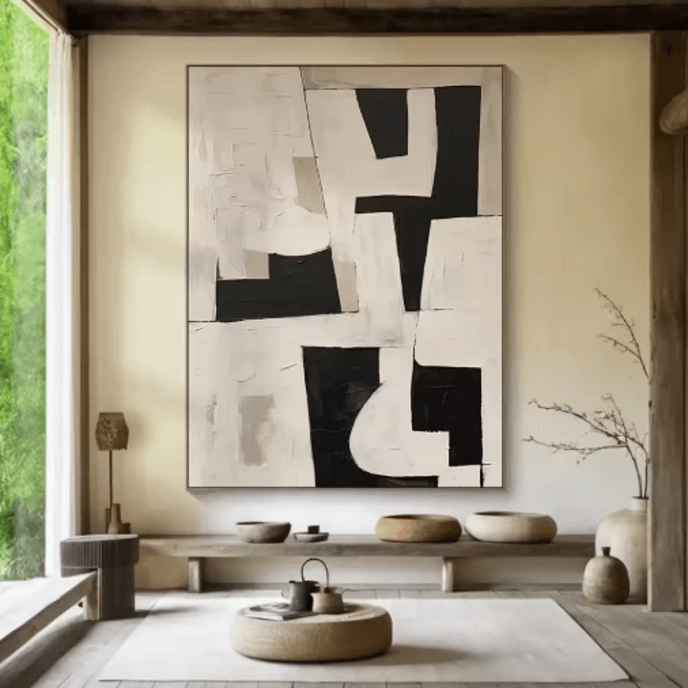 Large Beige Abstract Wall Art Handmade Minimalist Neutral Canvas Painting 7