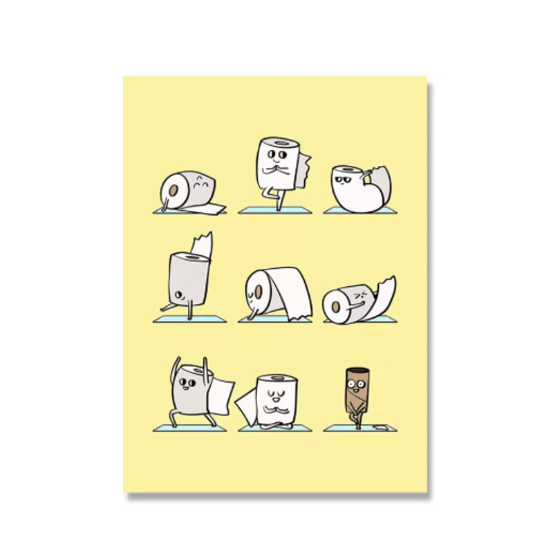 Funny Yoga Toilet Bathroom Wall Art Minimalist Quote Canvas Print 1