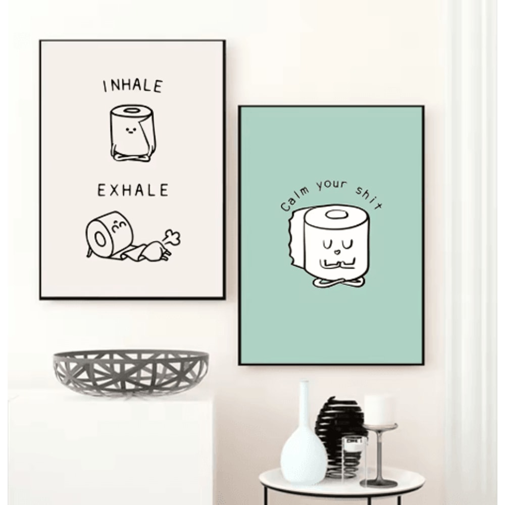 Funny Yoga Toilet Bathroom Wall Art Minimalist Quote Canvas Print 7