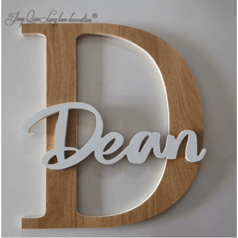 Personalized Custom Wooden Name Sign Script Nursery Wall Letters For Kids Room 0