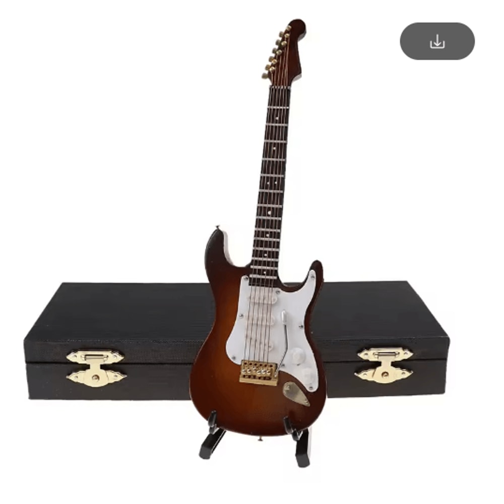 Mini Wooden Guitar Decor Musical Instrument Model With Display Stand 1