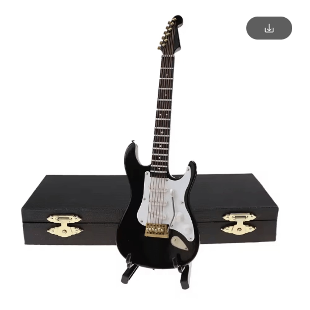 Mini Wooden Guitar Decor Musical Instrument Model With Display Stand 2