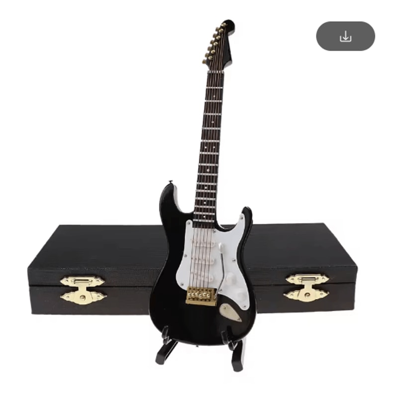 Mini Wooden Guitar Decor Musical Instrument Model With Display Stand 2