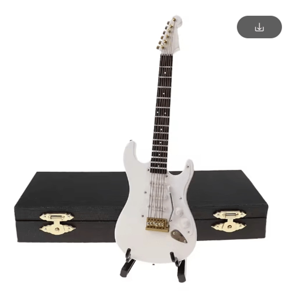Mini Wooden Guitar Decor Musical Instrument Model With Display Stand 4