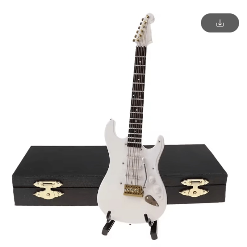 Mini Wooden Guitar Decor Musical Instrument Model With Display Stand 4