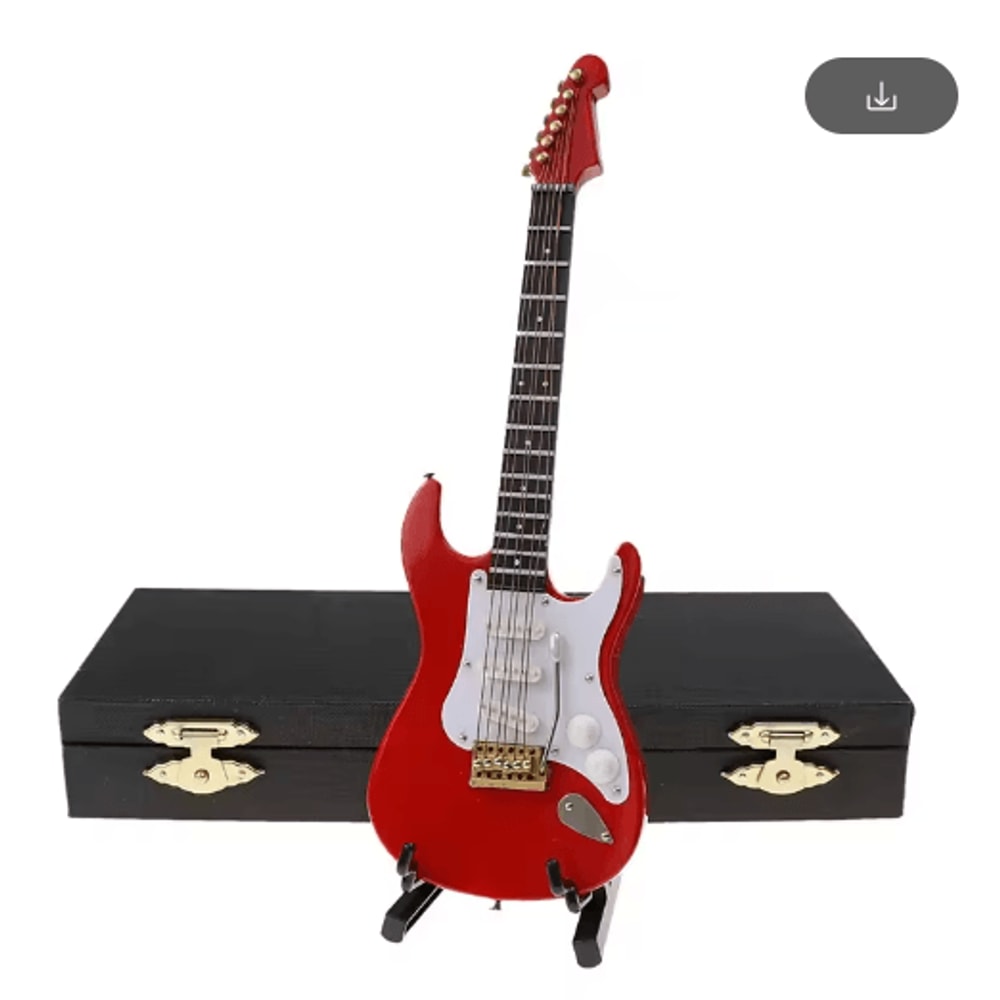 Mini Wooden Guitar Decor Musical Instrument Model With Display Stand 5