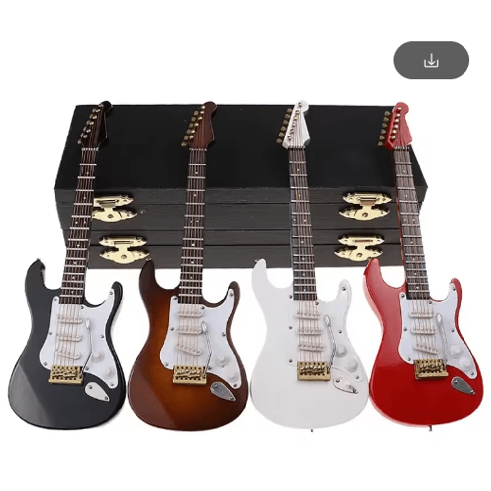 Mini Wooden Guitar Decor Musical Instrument Model With Display Stand 6