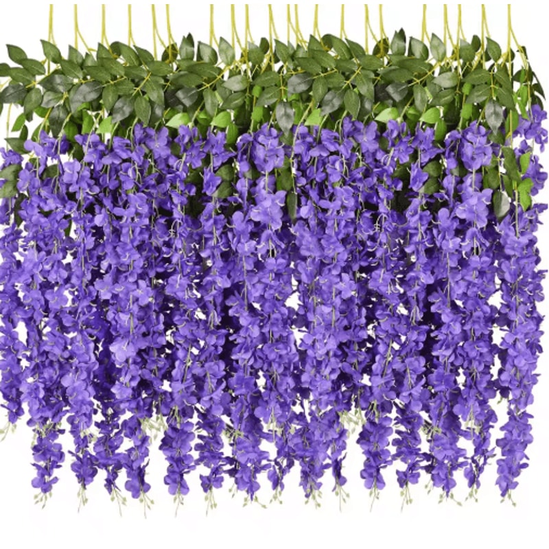 Elegant Artificial Violet Flowers Vine Hanging Fake Floral Decor For Home Weddings 1