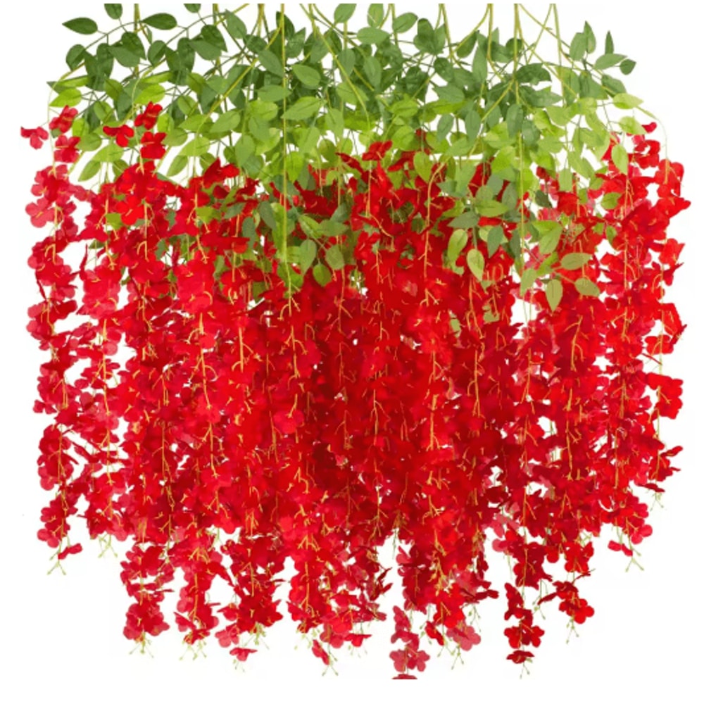 Elegant Artificial Violet Flowers Vine Hanging Fake Floral Decor For Home Weddings 3