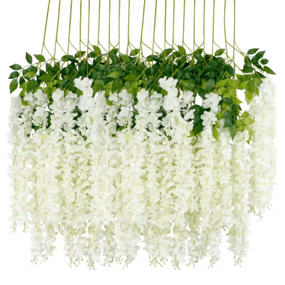Elegant Artificial Violet Flowers Vine Hanging Fake Floral Decor For Home Weddings 5
