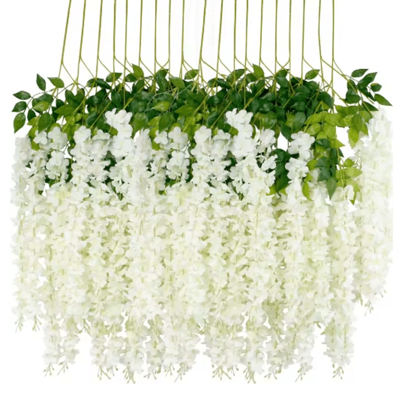 Elegant Artificial Violet Flowers Vine Hanging Fake Floral Decor For Home Weddings 5