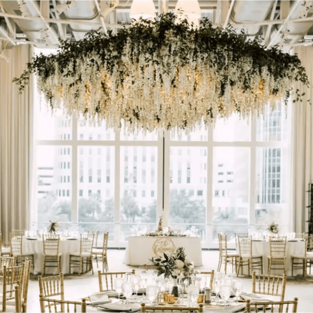 Elegant Artificial Violet Flowers Vine Hanging Fake Floral Decor For Home Weddings 7