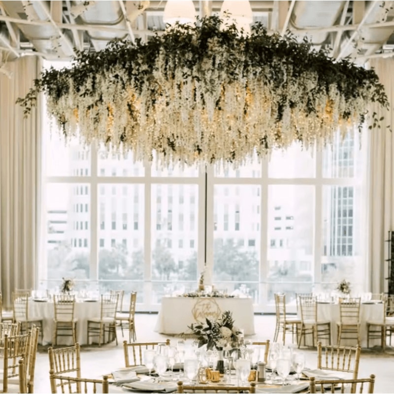 Elegant Artificial Violet Flowers Vine Hanging Fake Floral Decor For Home Weddings 7