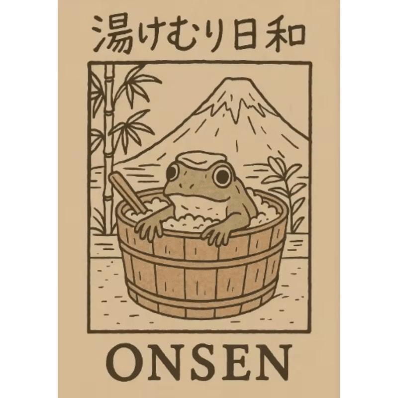 Retro Funny Frog Wall Art Japanese Woodblock Sushi Bathroom Poster 1