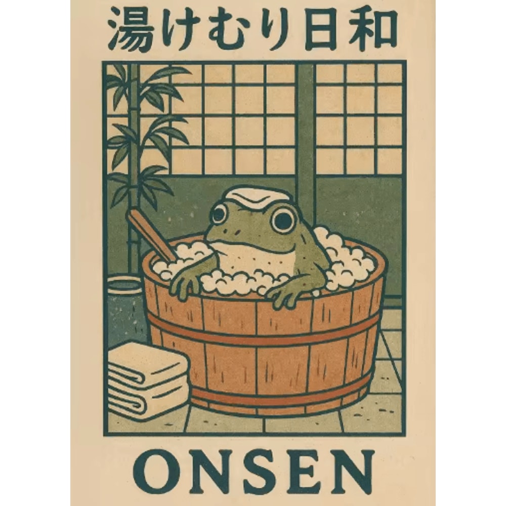 Retro Funny Frog Wall Art Japanese Woodblock Sushi Bathroom Poster 4
