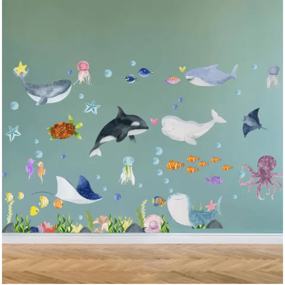Large Ocean Wall Stickers Undersea Animal Nursery Kids Room Wall Decals 5