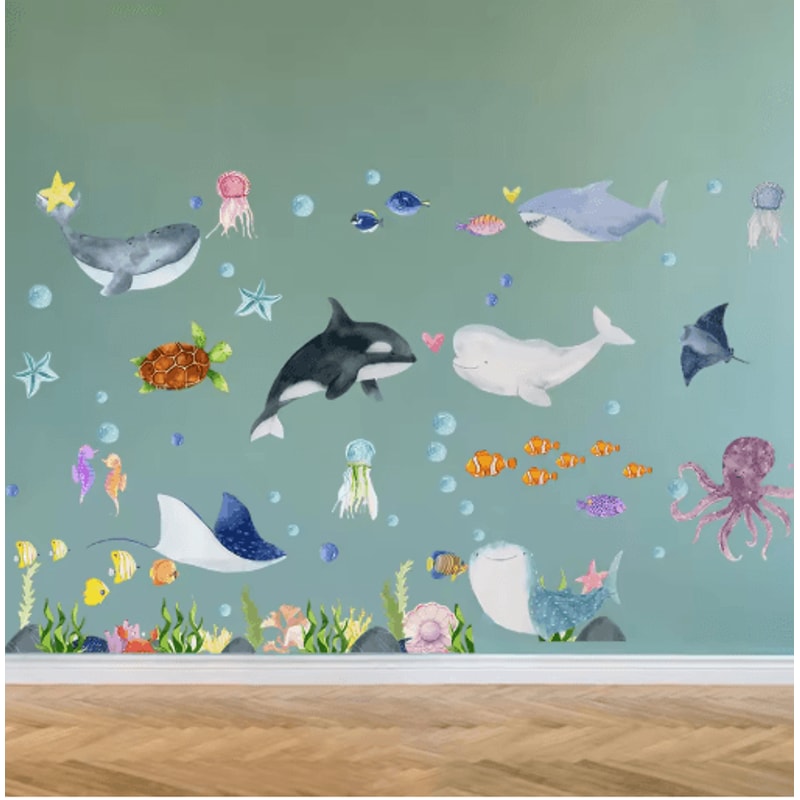 Large Ocean Wall Stickers Undersea Animal Nursery Kids Room Wall Decals 5