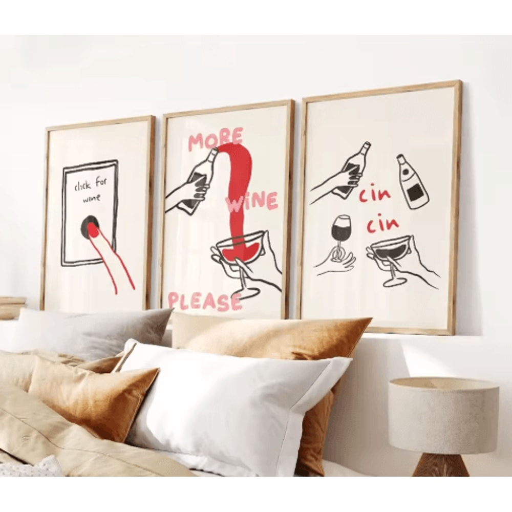 3PCS Cocktail Wall Art Set Retro Italian Happy Hour Kitchen Bar Posters 3