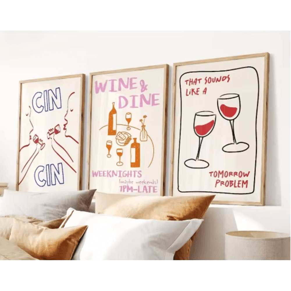 3PCS Cocktail Wall Art Set Retro Italian Happy Hour Kitchen Bar Posters 4