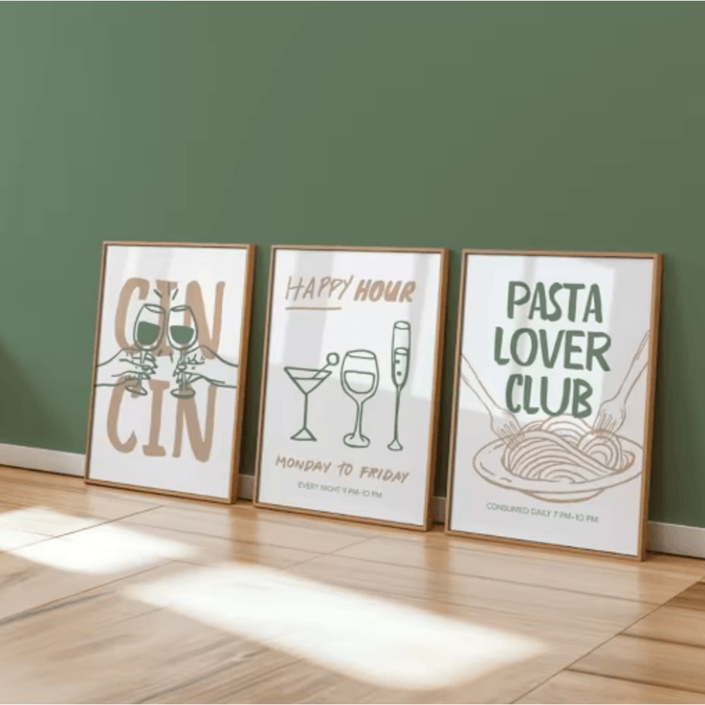 3PCS Cocktail Wall Art Set Retro Italian Happy Hour Kitchen Bar Posters 6