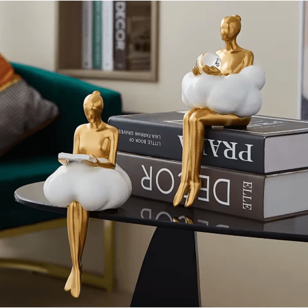 Cloud Girl Abstract Girl Sculptur Modern Aesthetic Figurine For Luxury Home Decor 5
