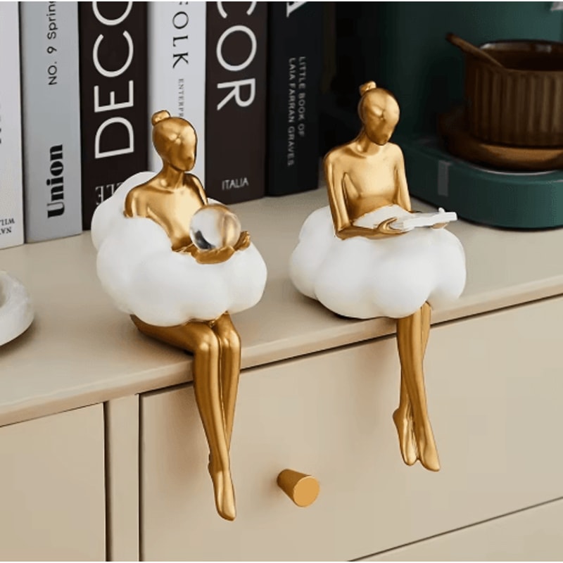 Cloud Girl Abstract Girl Sculptur Modern Aesthetic Figurine For Luxury Home Decor 0