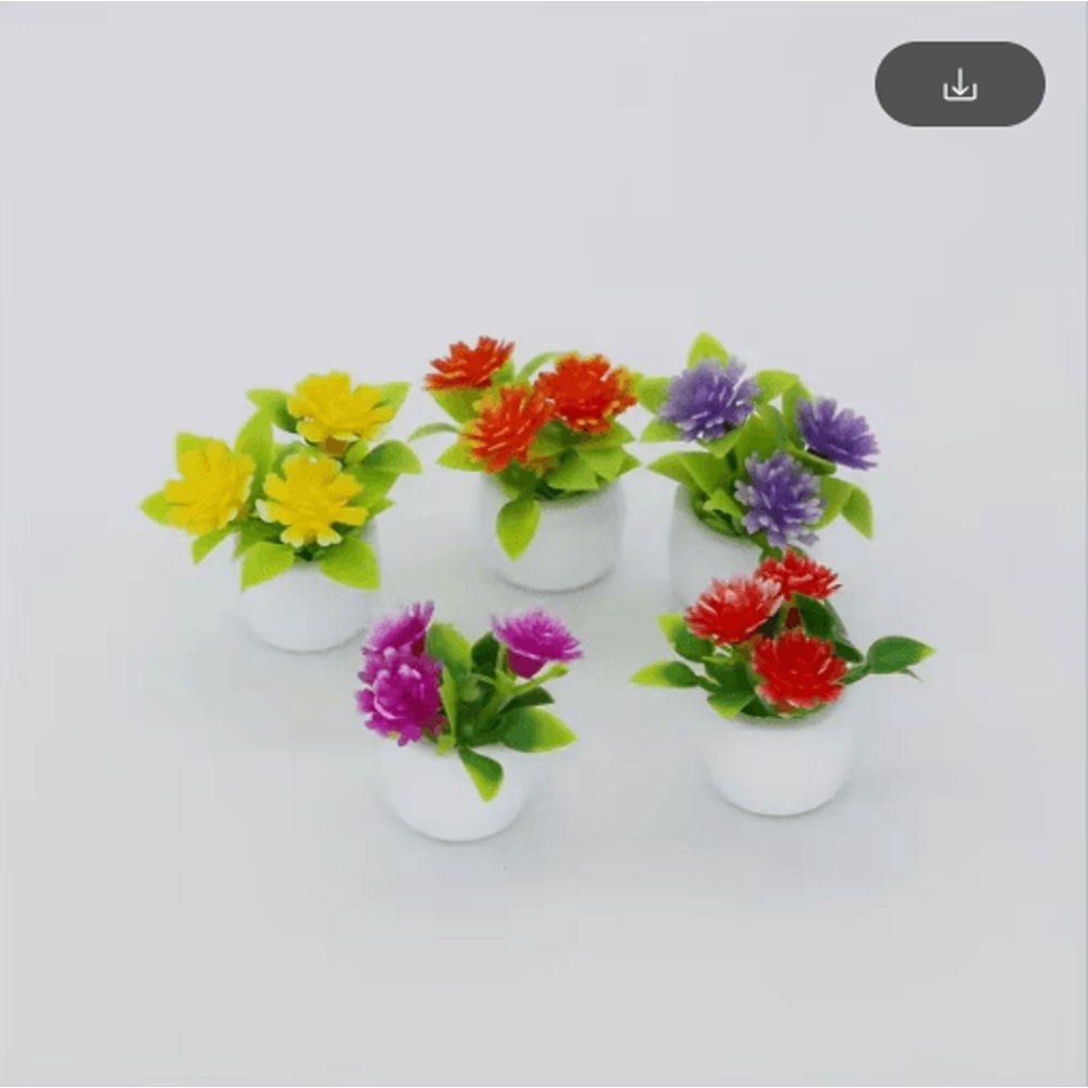 5PCS Mini Flower Pots Decor Cute Artificial Plants For Dollhouse Desk Styling 4