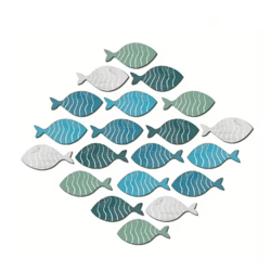20pcs wooden fish wall decor set coastal beach hanging nautical art