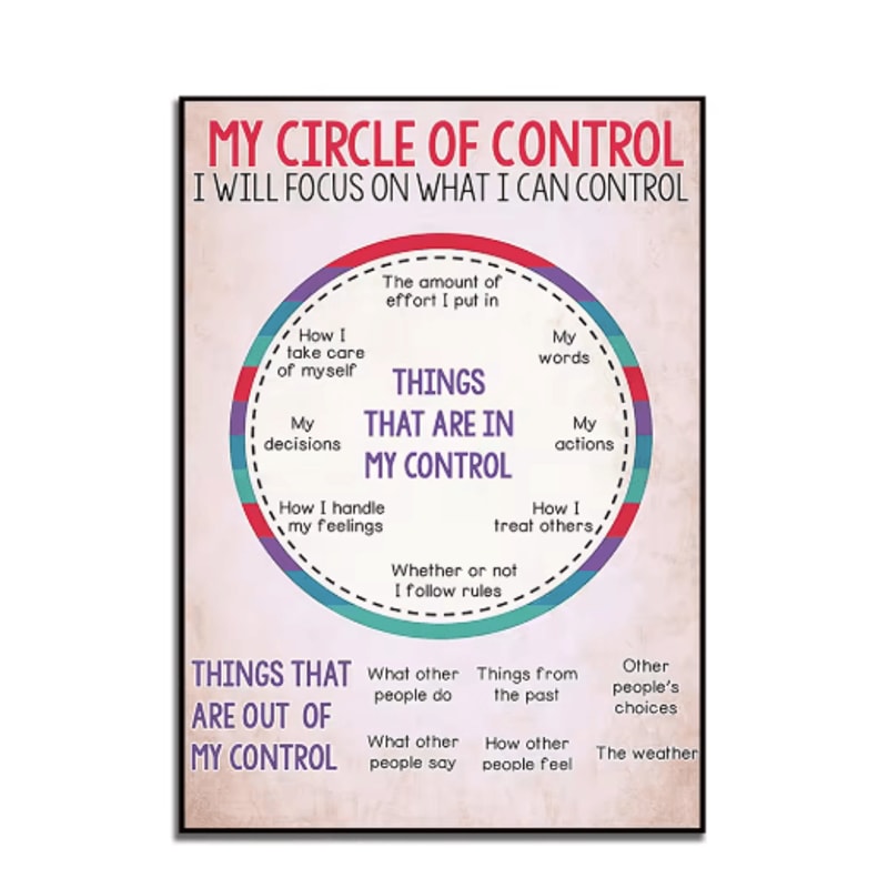 Social Worker Control Circle Poster Motivational Mental Health Wall Art 1
