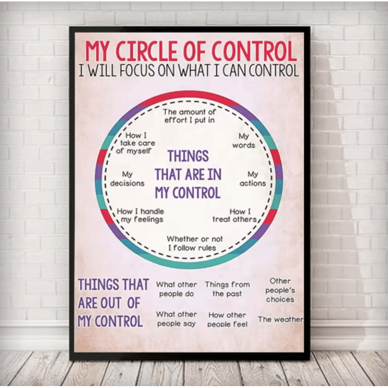 Social Worker Control Circle Poster Motivational Mental Health Wall Art 0